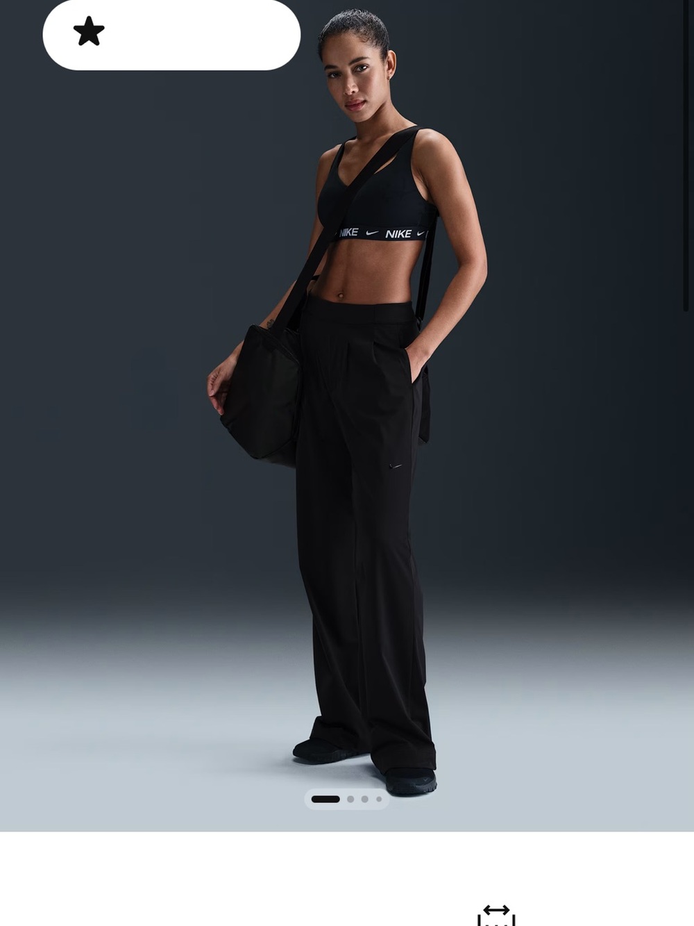 Nike Bliss Wide Leg Pleated Trouser Dri-Fit Black Small Stretch Gummy Logo - Picture 5 of 16